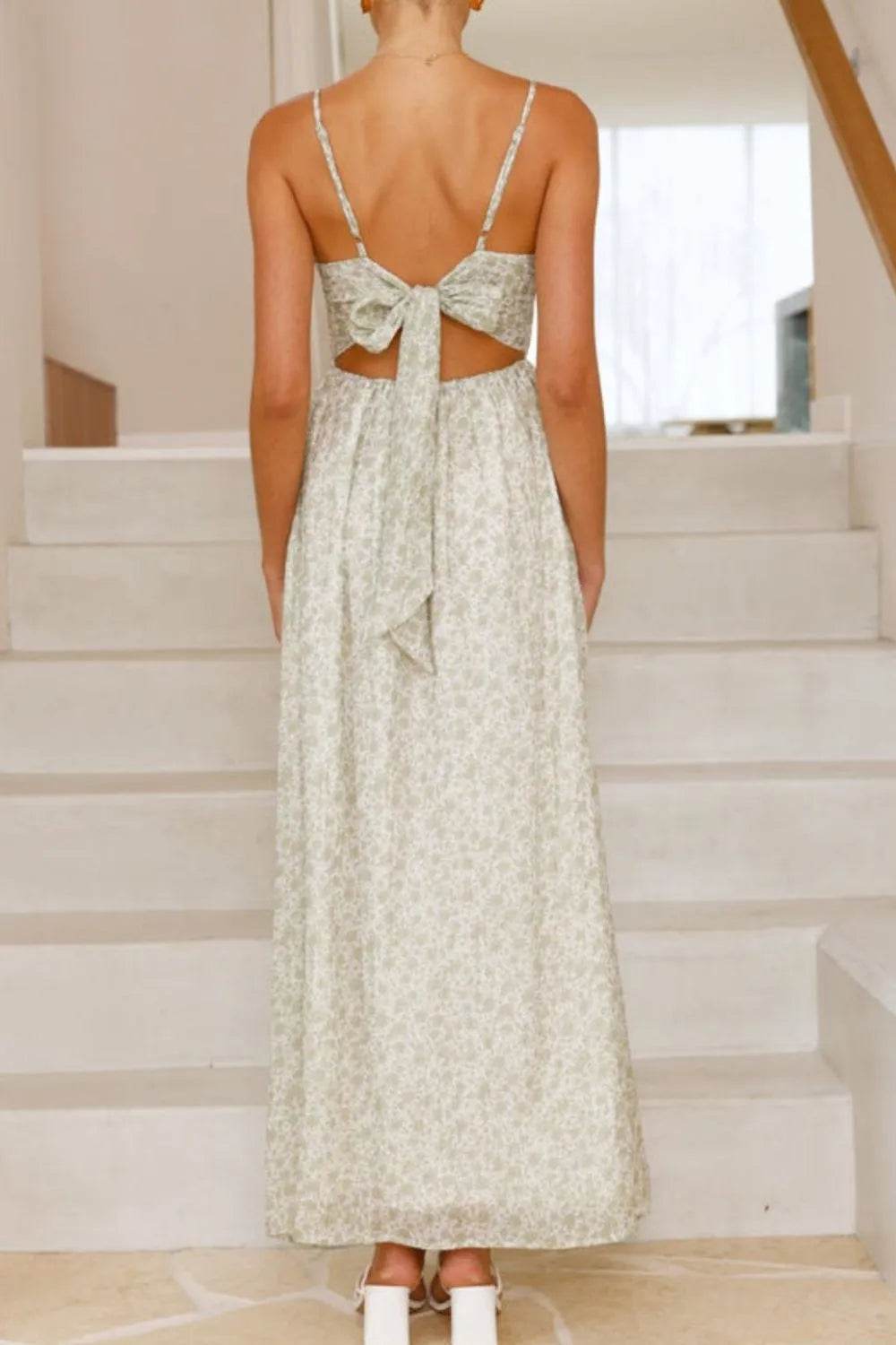 Bow Back V-Neck Cami Midi Dress - MARIGOLD