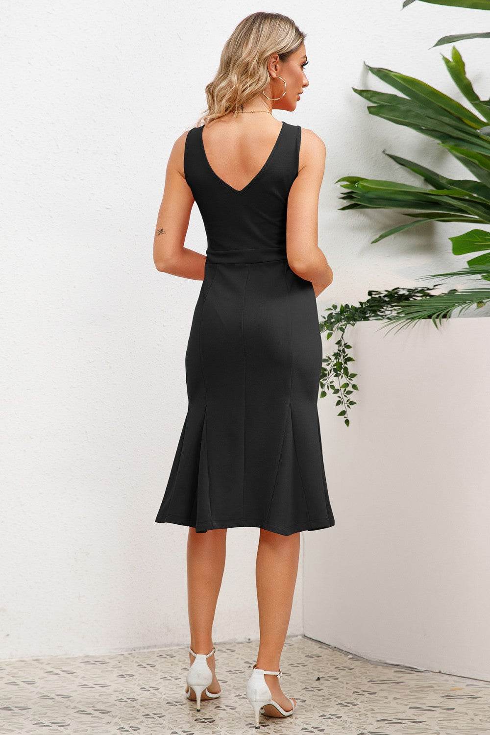Halter Neck Fishtail Midi Dress - MARIGOLD