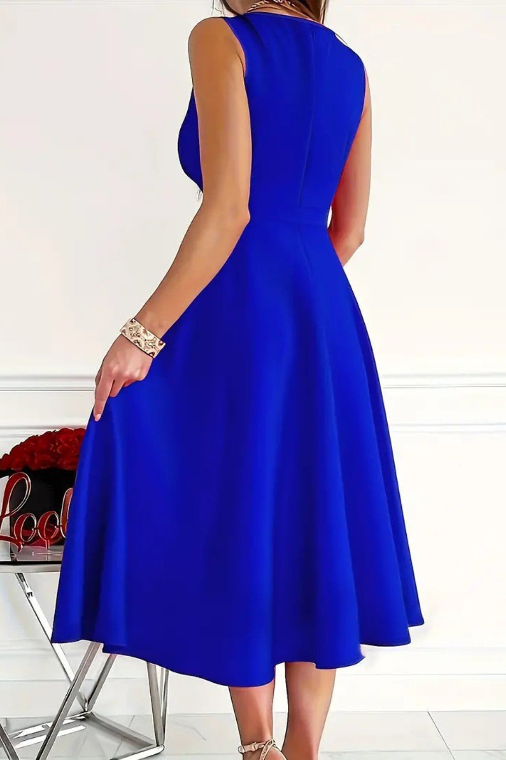 Royal Blue Sleeveless Midi Dress - MARIGOLD
