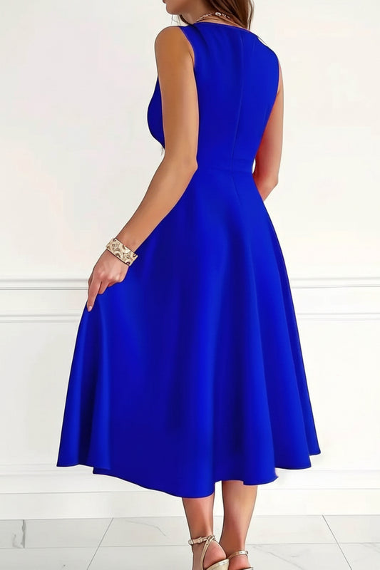Royal Blue Sleeveless Midi Dress - MARIGOLD