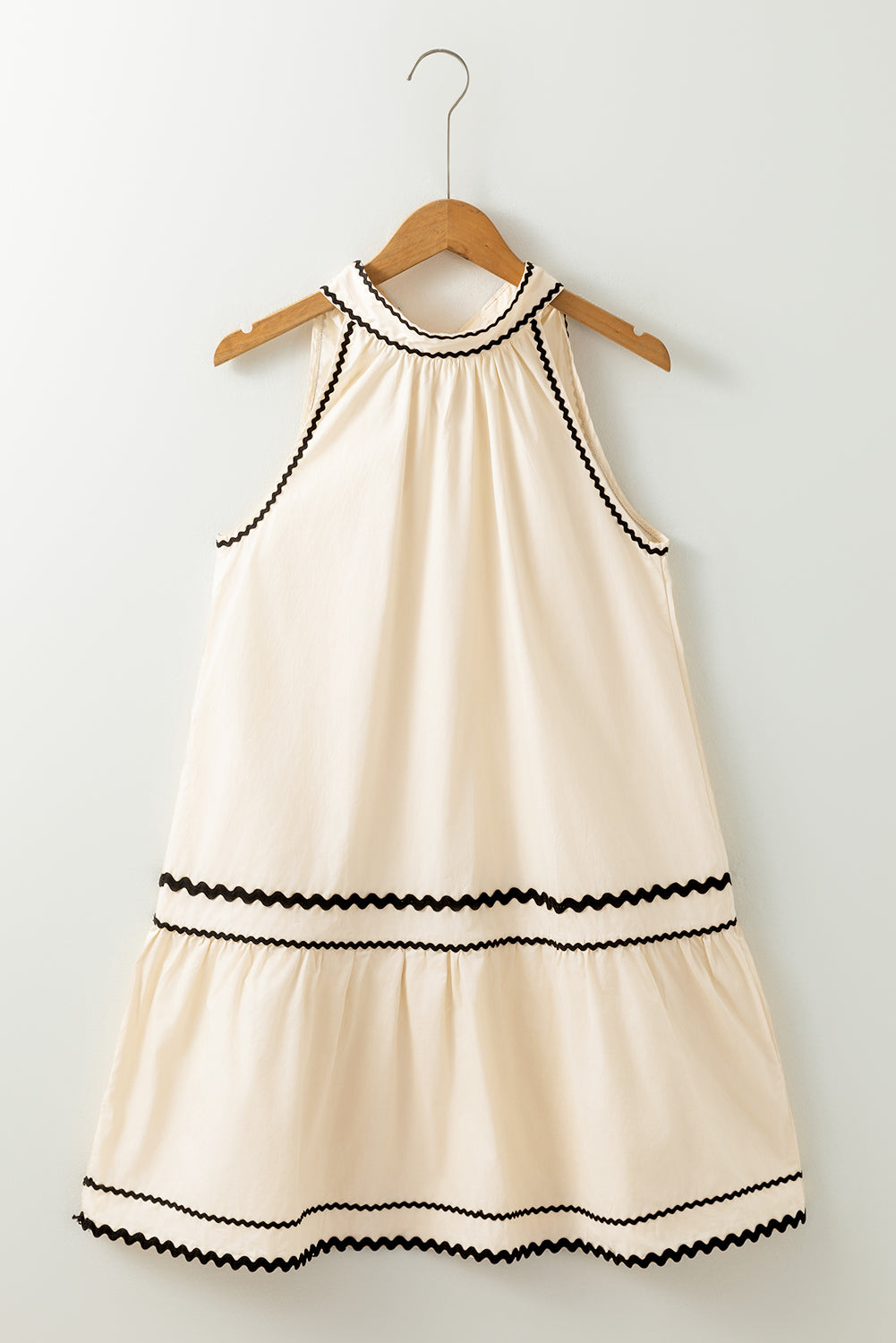 Halter-Neck Ric Rac Trim Sleeveless Mini Dress - MARIGOLD