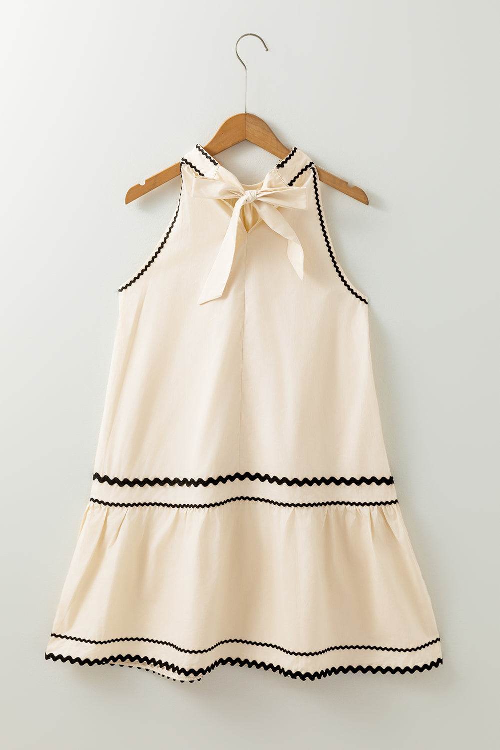 Halter-Neck Ric Rac Trim Sleeveless Mini Dress - MARIGOLD