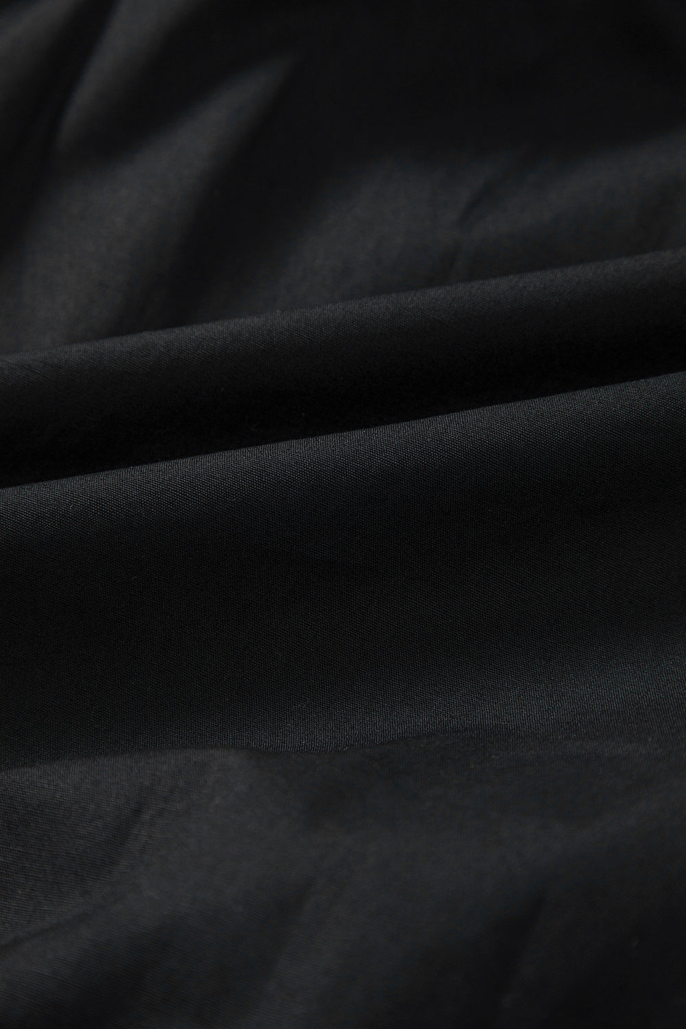 Black Button Down Puff Sleeve Ruffle Hem Dress - MARIGOLD