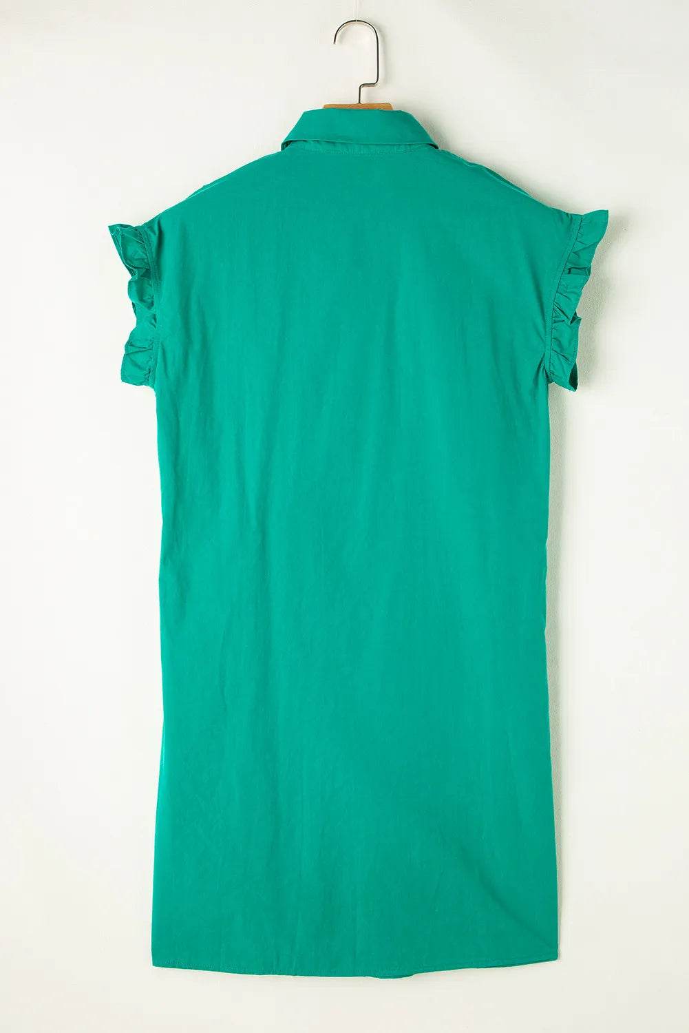 Collared Neck Flounce Sleeve Dress - MARIGOLD