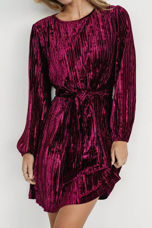 Elegant Velvet Long Sleeve Mini Dress - MARIGOLD