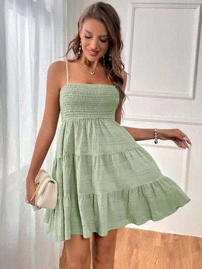 Smocked Tiered Mini Cami Dress (Multiple Colours) - MARIGOLD