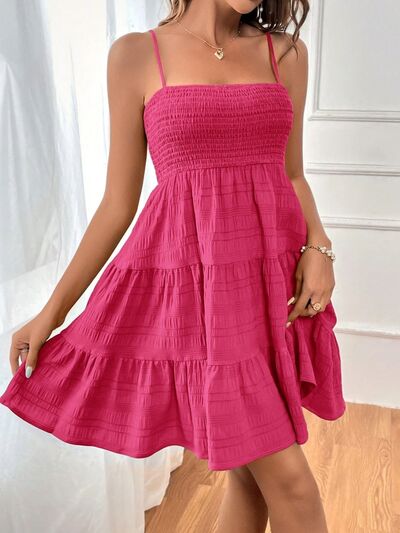 Smocked Tiered Mini Cami Dress (Multiple Colours) - MARIGOLD