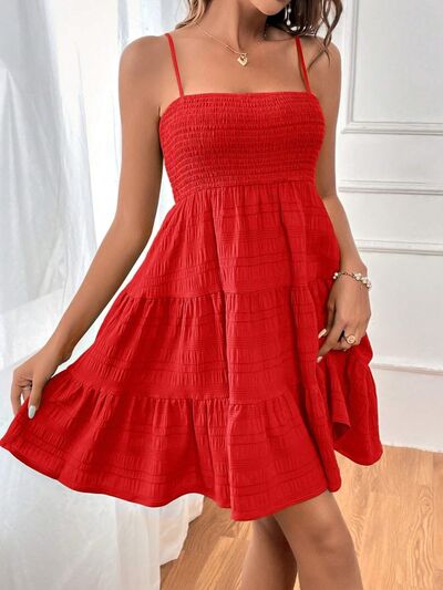 Smocked Tiered Mini Cami Dress (Multiple Colours) - MARIGOLD