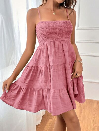 Smocked Tiered Mini Cami Dress (Multiple Colours) - MARIGOLD