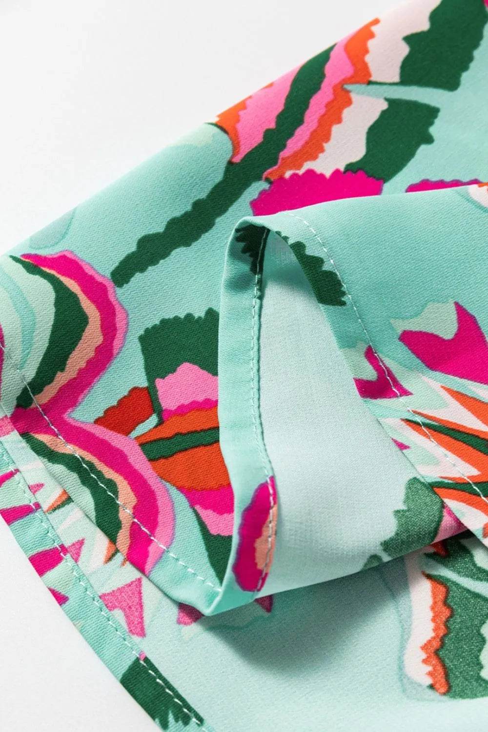 Abstract Tropical Palm Belted Shirtdress - MARIGOLD