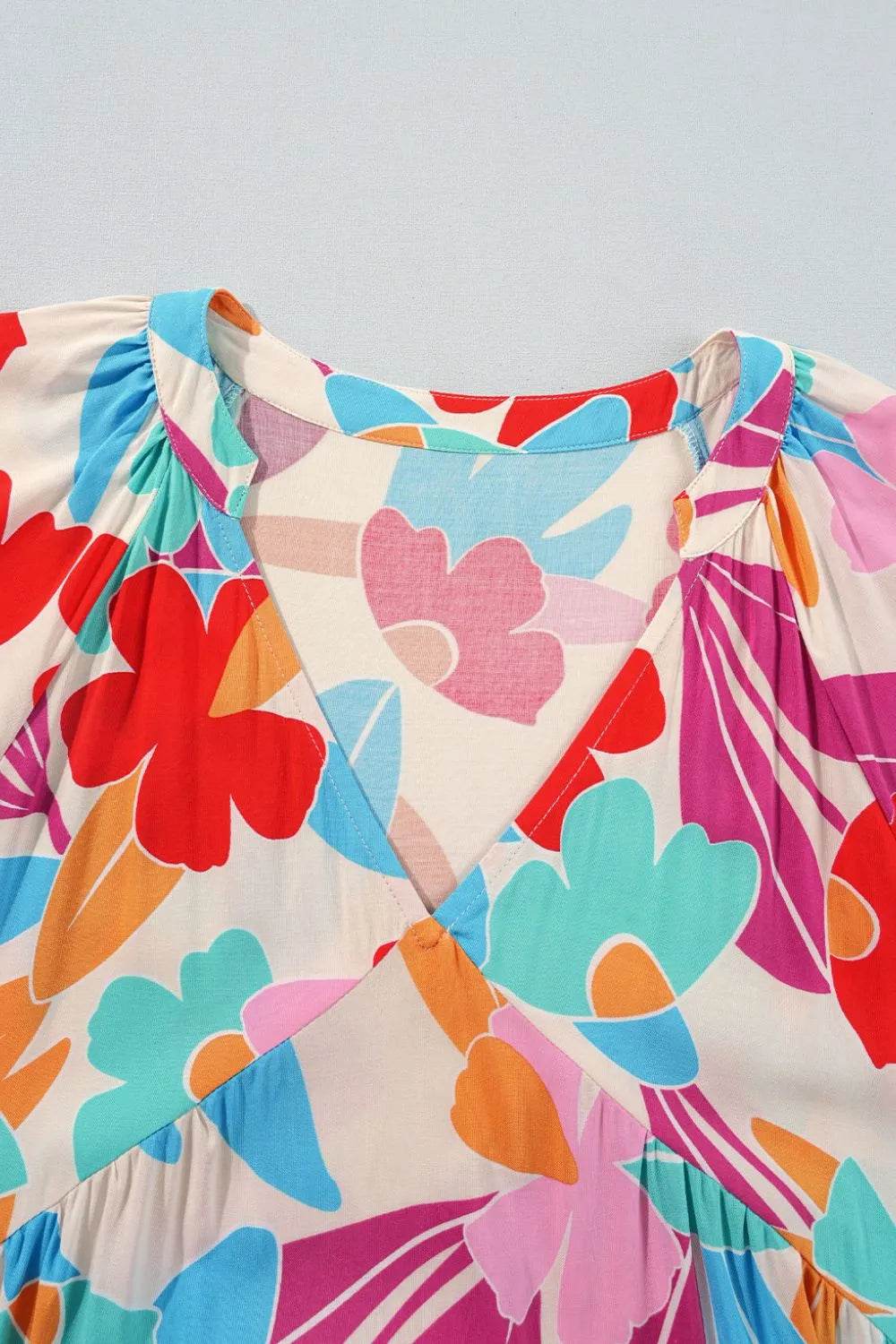 Floral Print Babydoll Dress with Bubble Sleeves - MARIGOLD