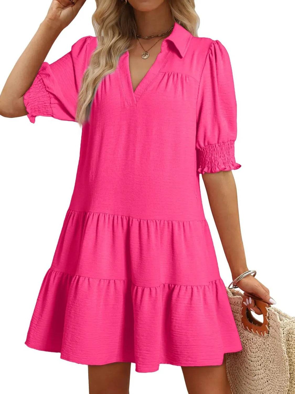Johnny Collar Half Balloon Sleeve Mini Dress - MARIGOLD