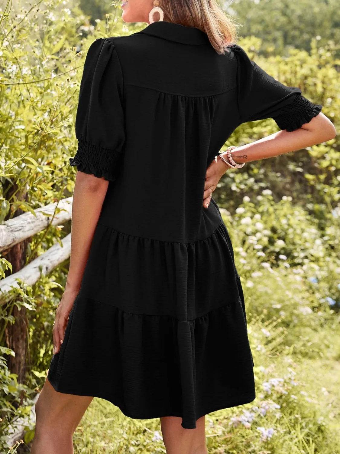Johnny Collar Half Balloon Sleeve Mini Dress - MARIGOLD