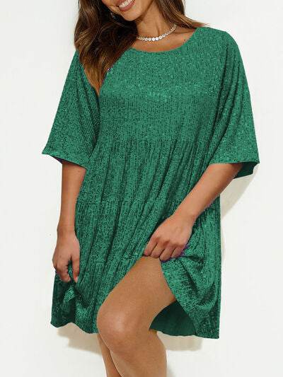 Sparkling Sequin Tiered Mini Dress - MARIGOLD