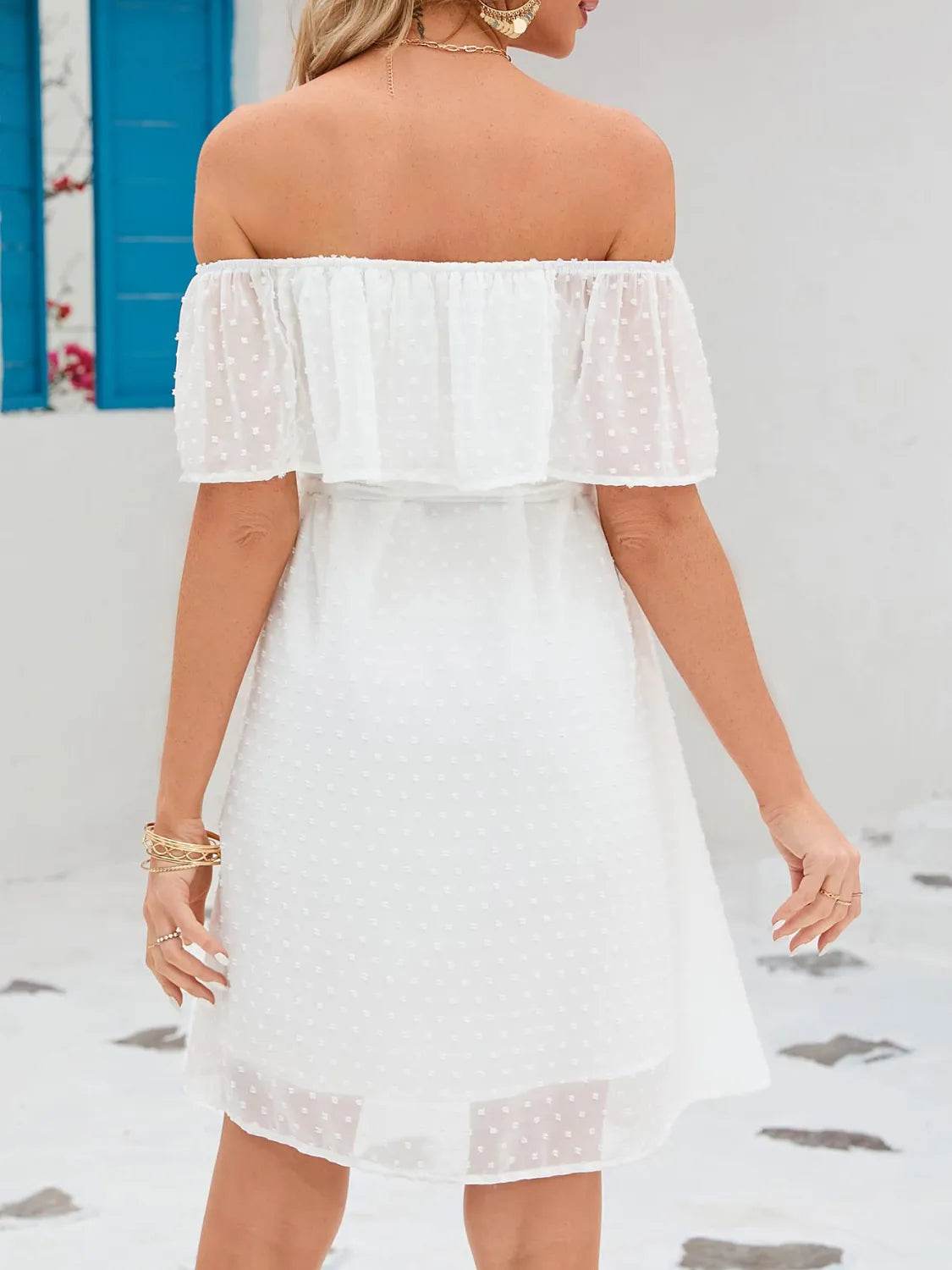 Off-the-Shoulder Belted Mini Dress - MARIGOLD