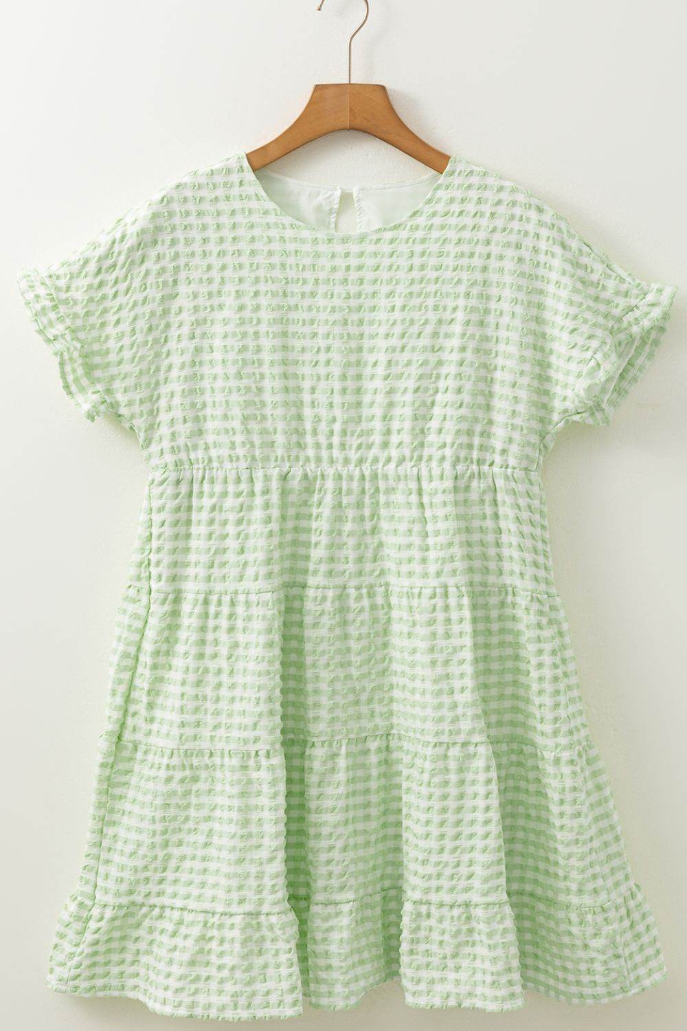 Textured Short Flutter Sleeve Tiered Mini Dress - MARIGOLD