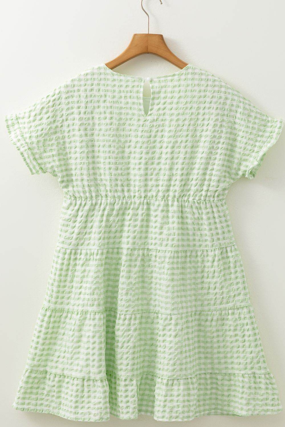 Textured Short Flutter Sleeve Tiered Mini Dress - MARIGOLD