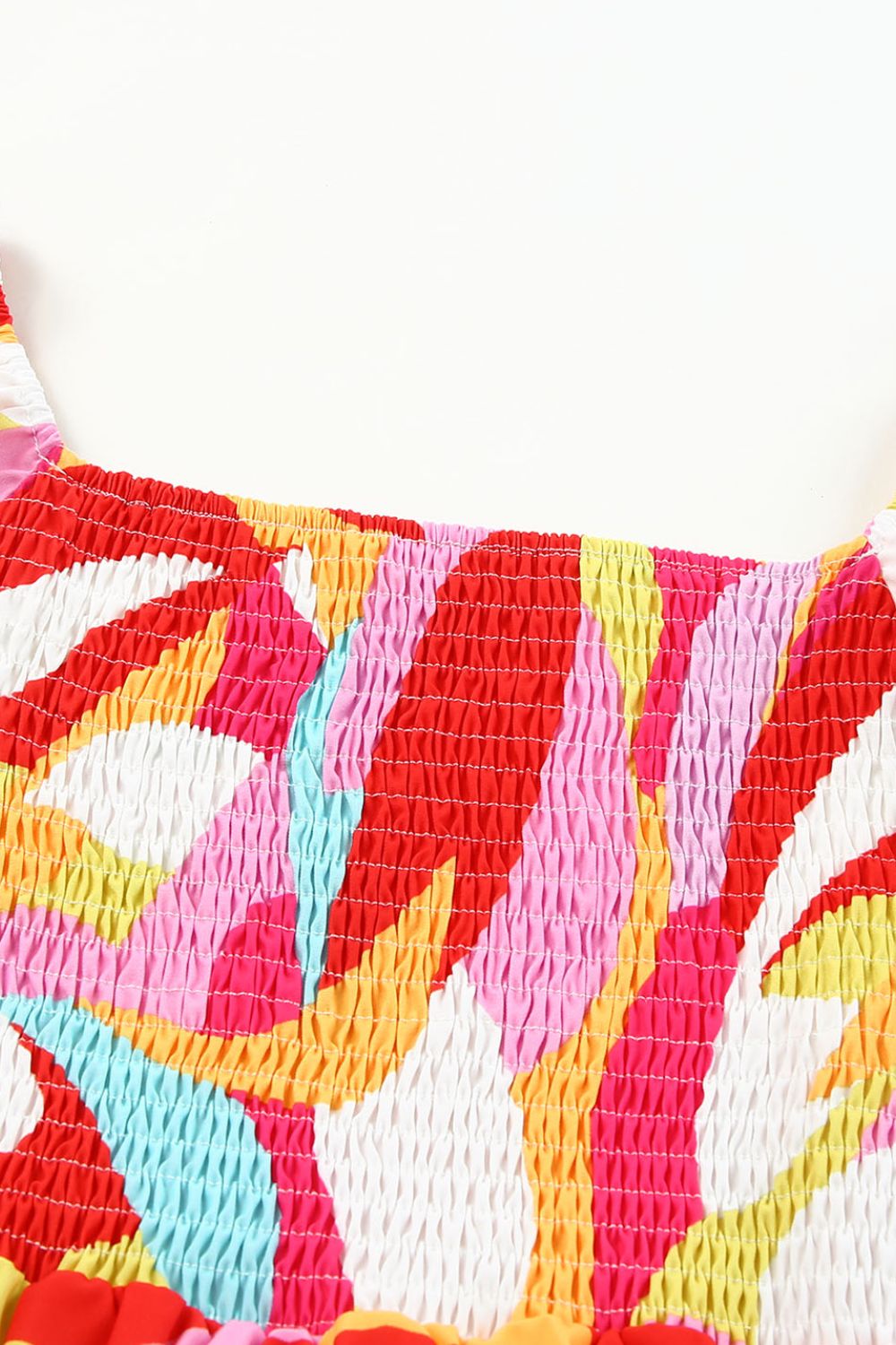 Colourful Printed Smocked Puff Sleeve Mini Dress - MARIGOLD