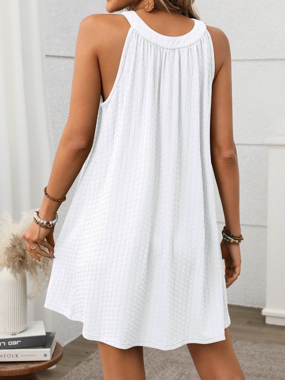 Grecian Neck Mini Dress - MARIGOLD
