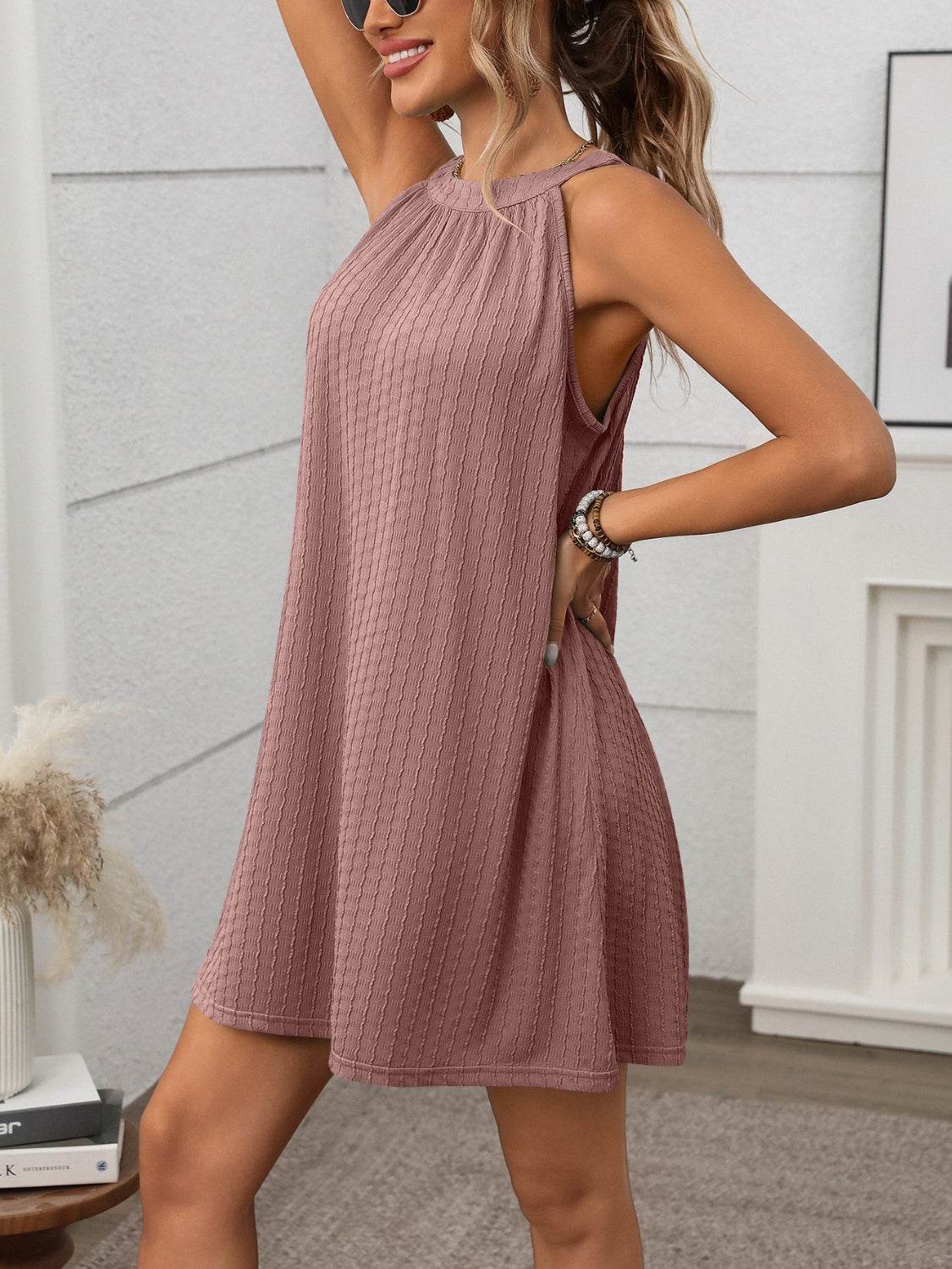 Grecian Neck Mini Dress - MARIGOLD