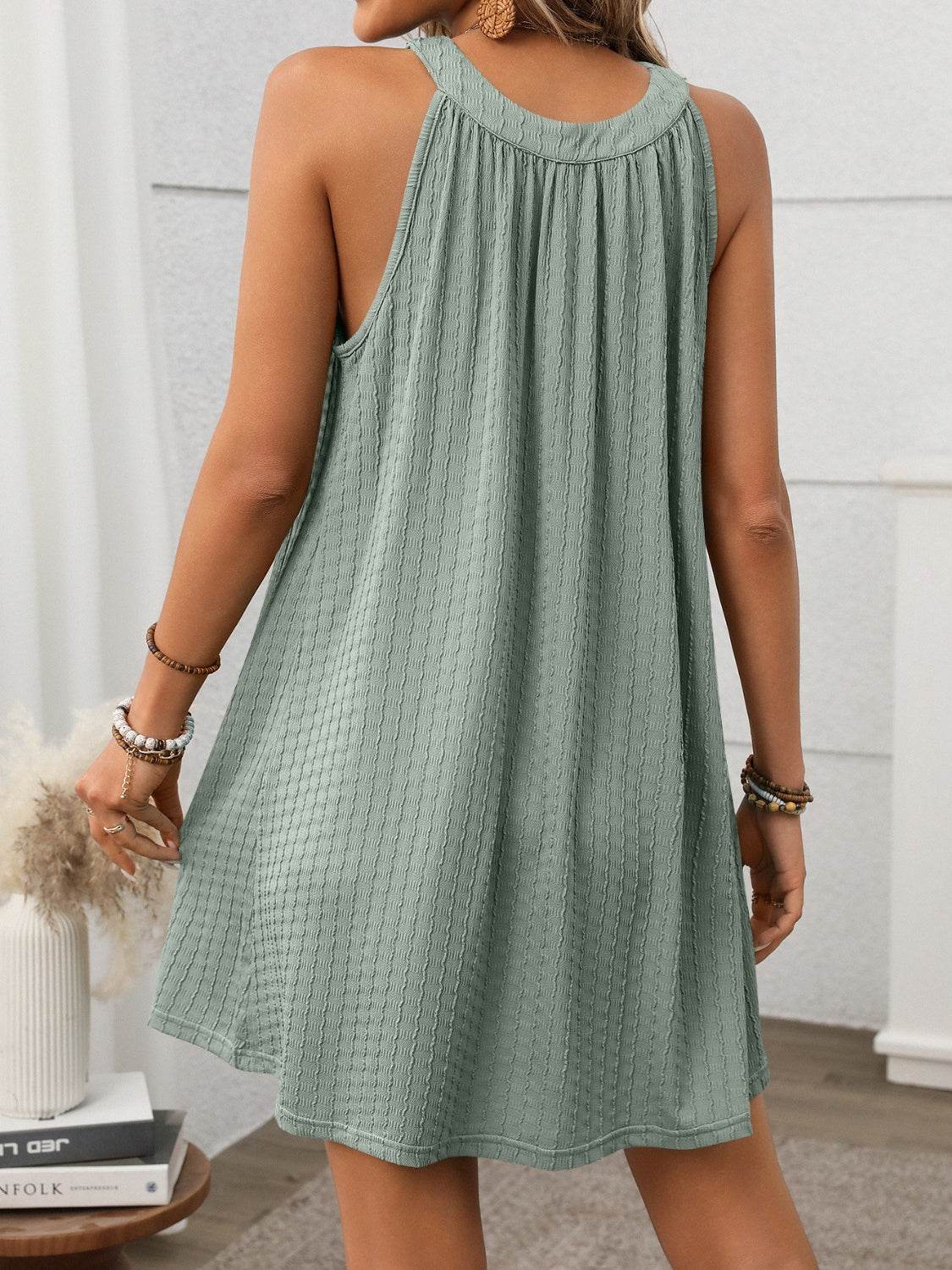 Grecian Neck Mini Dress - MARIGOLD