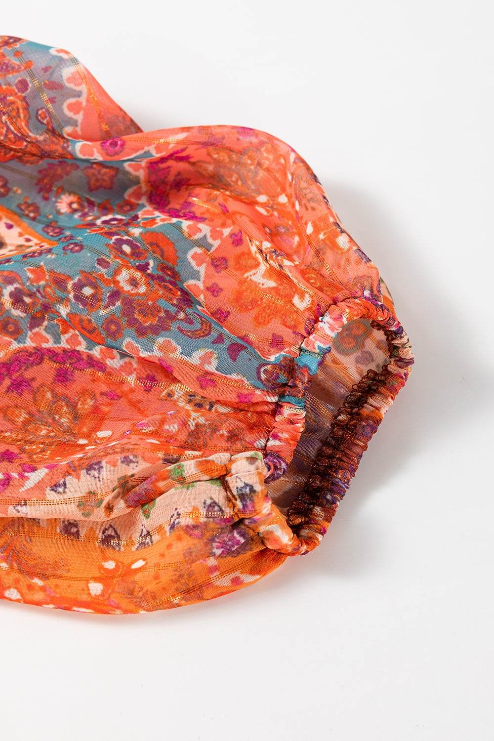Bohemian Paisley-Print Tie-Waist Balloon Long-Sleeve Mini Dress - MARIGOLD