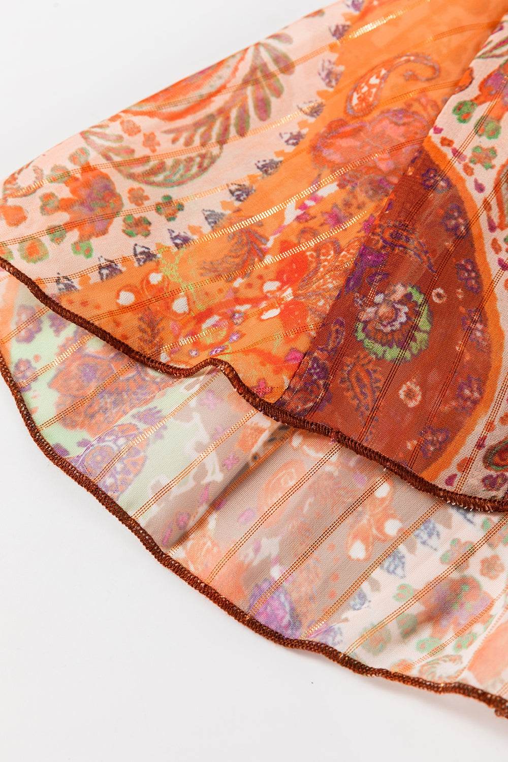 Bohemian Paisley-Print Tie-Waist Balloon Long-Sleeve Mini Dress - MARIGOLD