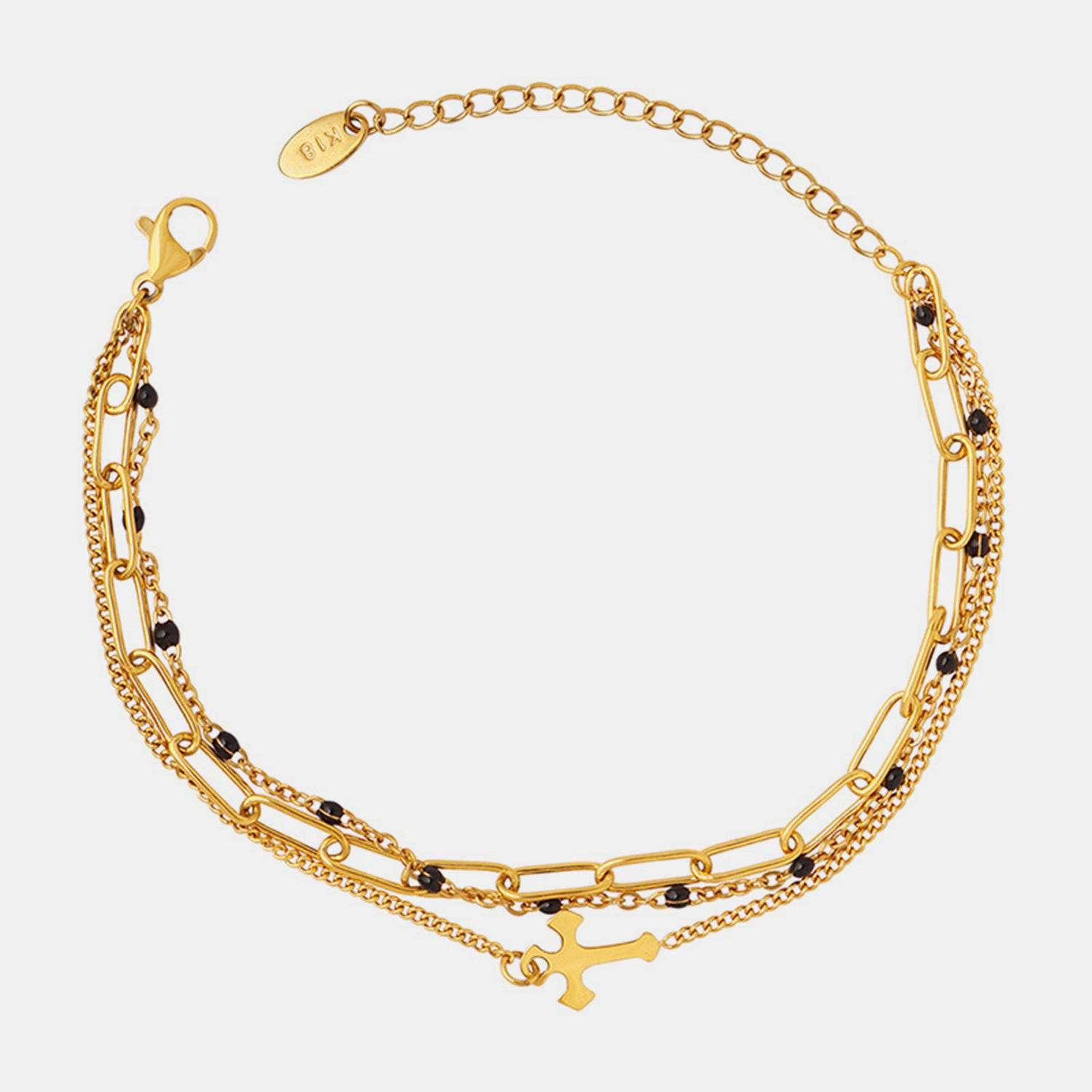 Delicate Three-Layered Cross Titanium Steel Bracelet - MARIGOLD