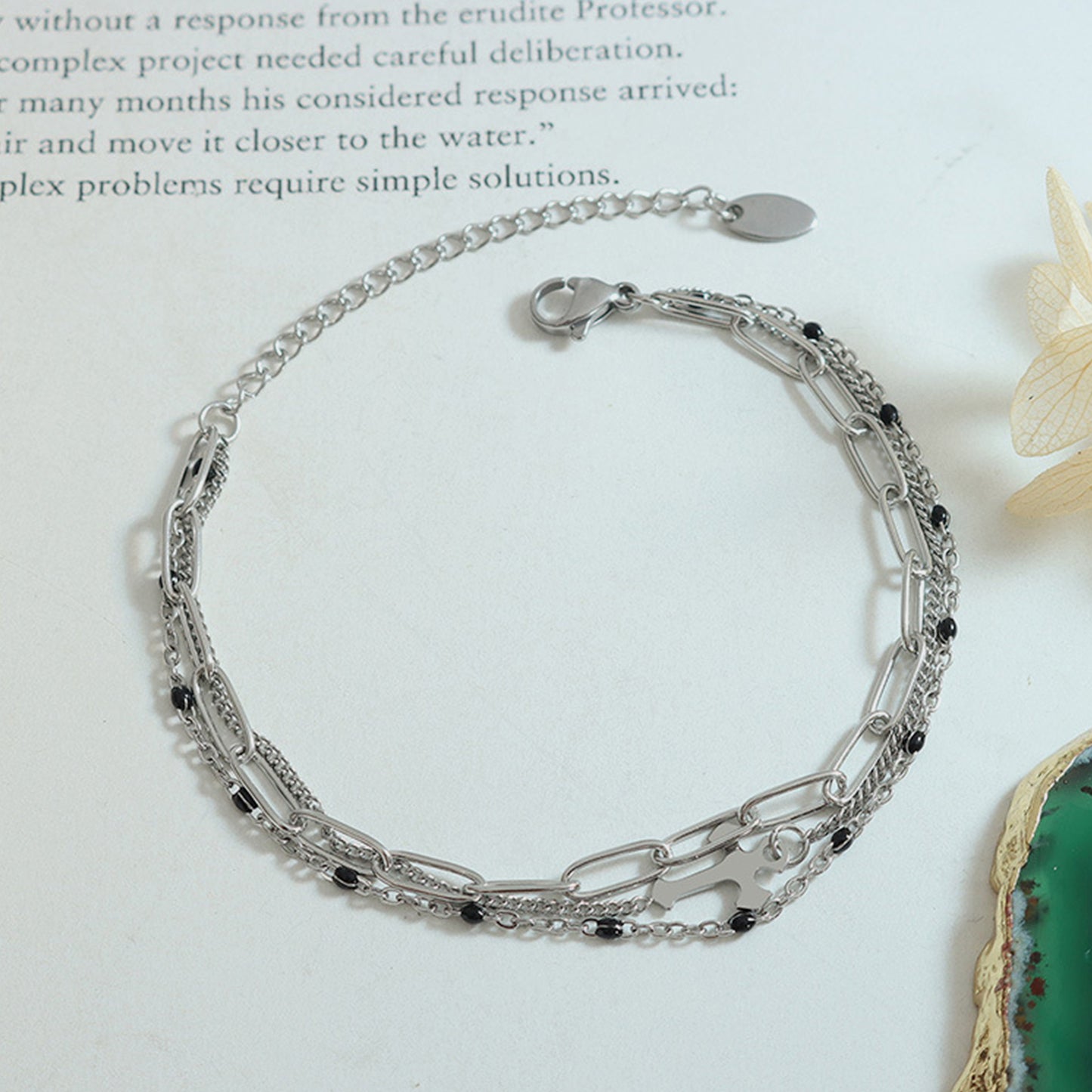 Delicate Three-Layered Cross Titanium Steel Bracelet - MARIGOLD