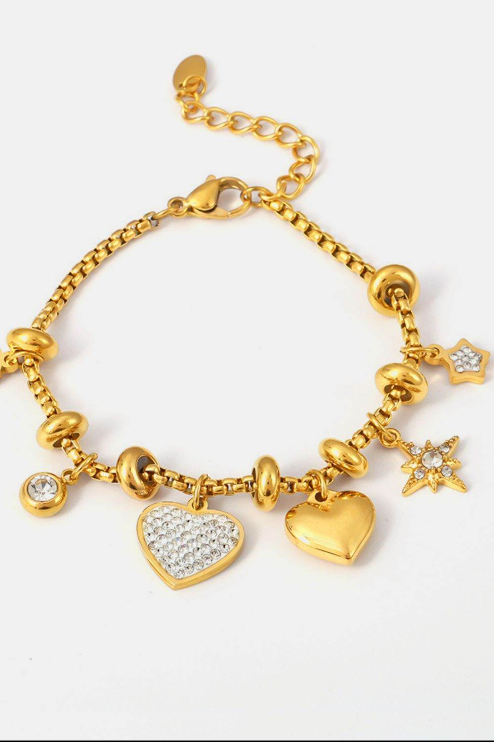 Elegant Zirconia Heart Charm Titanium Steel Bracelet - MARIGOLD