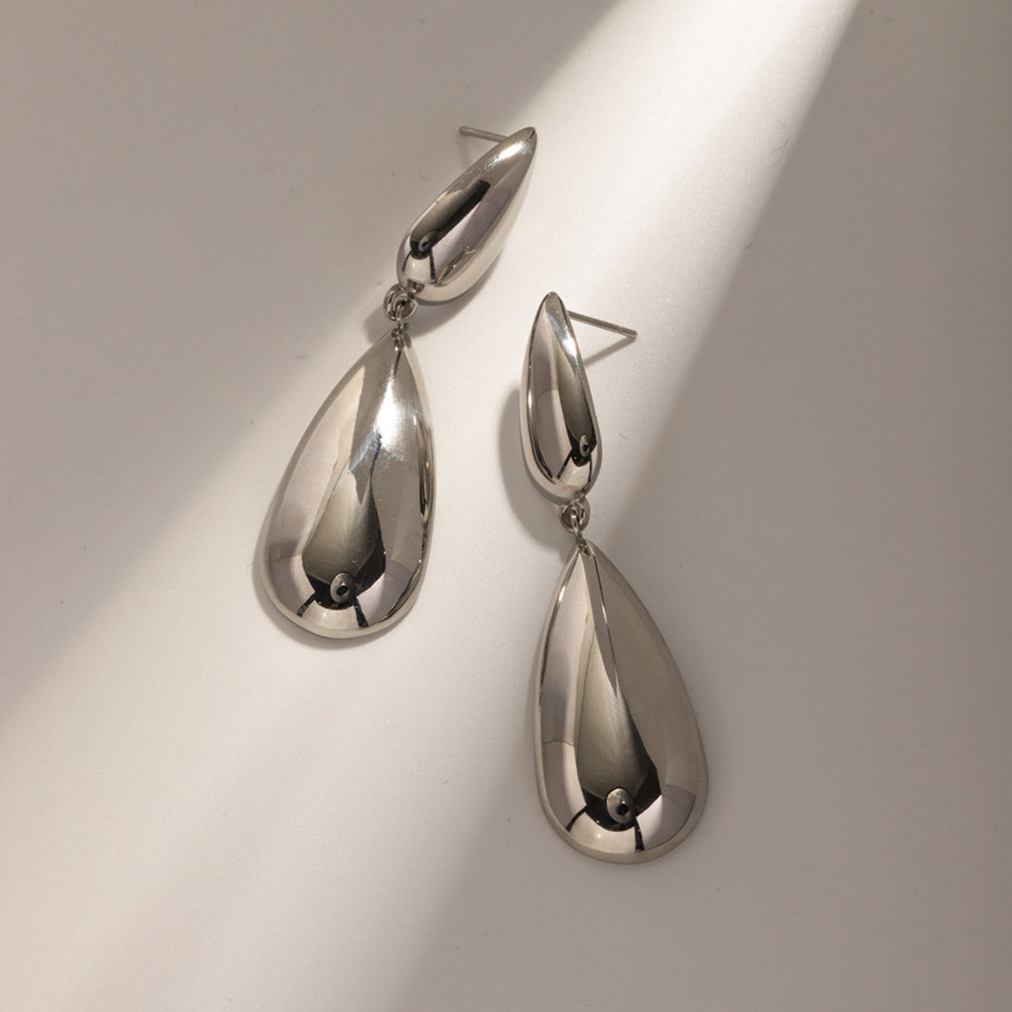 Elegant Double Tear Drop Stainless Steel Dangle Earrings - MARIGOLD