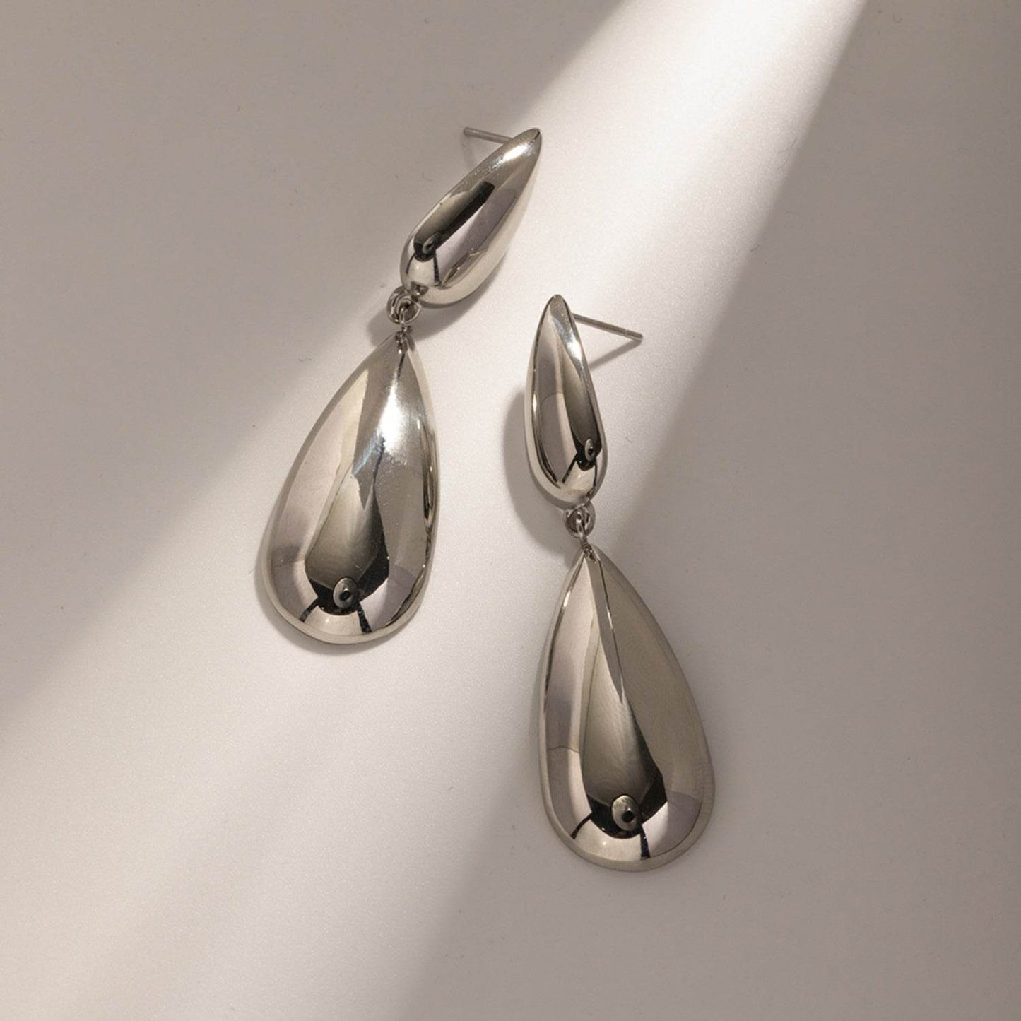 Elegant Double Tear Drop Stainless Steel Dangle Earrings - MARIGOLD