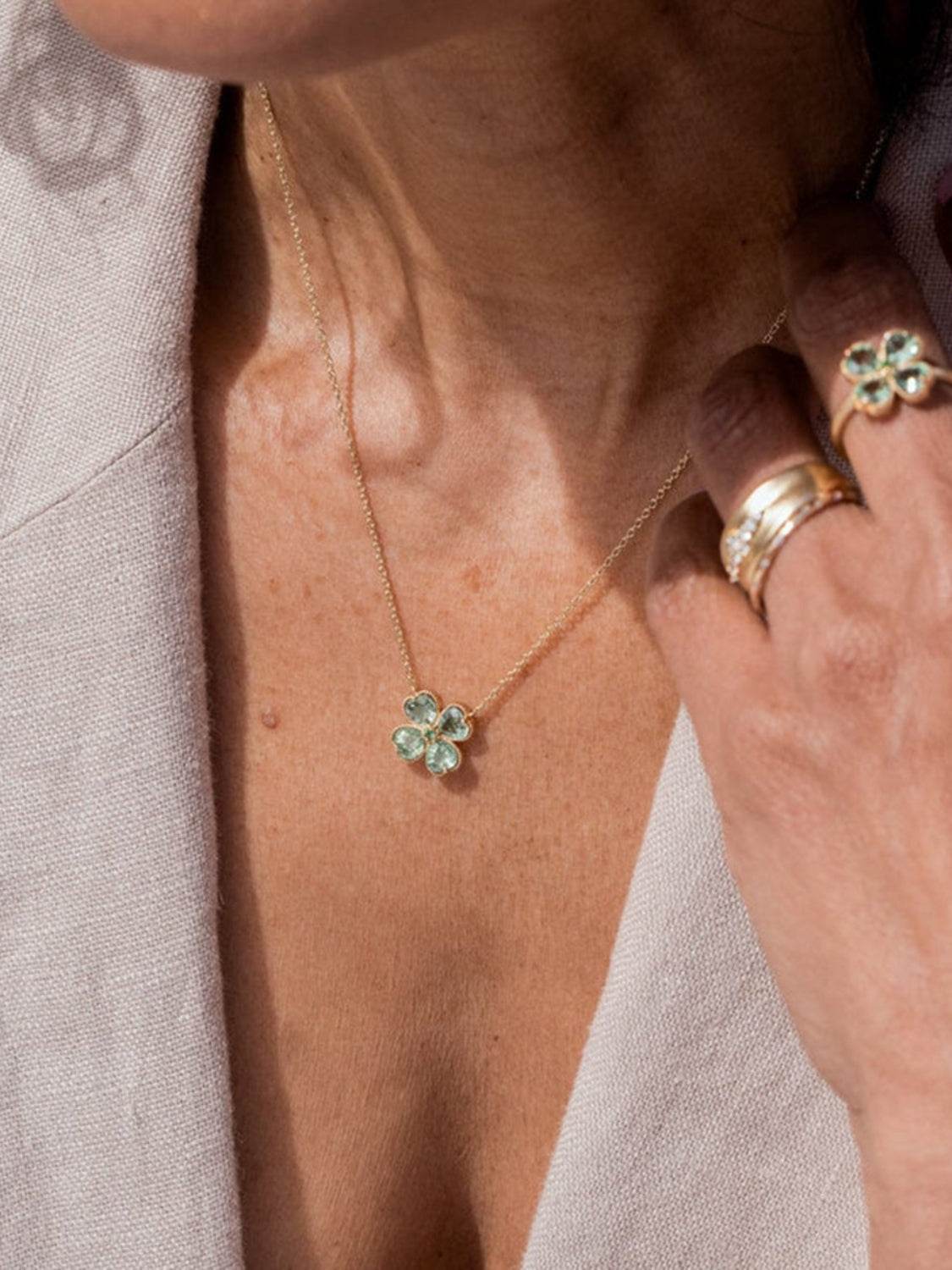 Elegant Zirconia Lucky Clover Stainless Steel Necklace - MARIGOLD