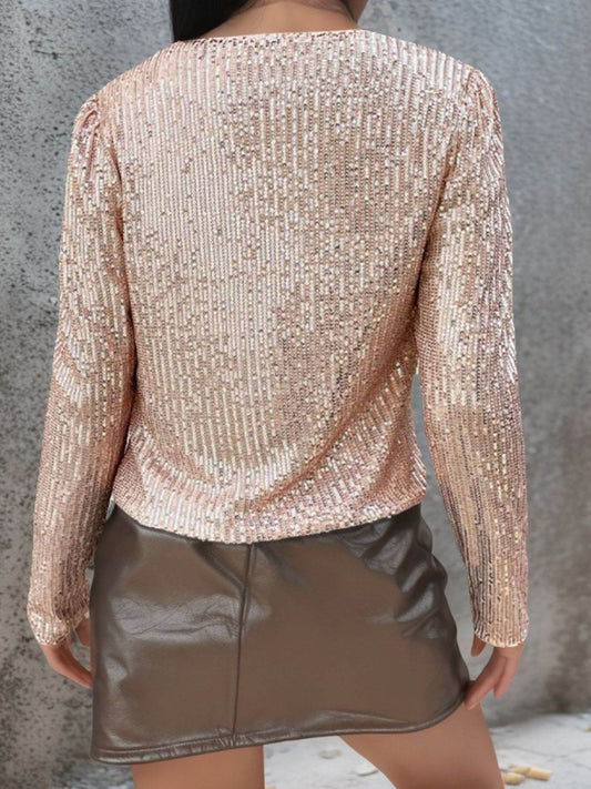 Sparkly Sequin Open Front Cropped Jacket - MARIGOLD