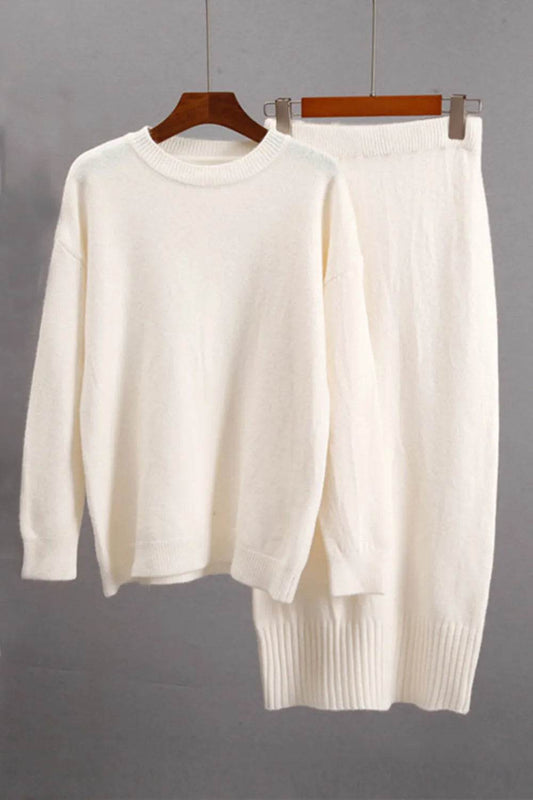Minimalist Top and Skirt Sweater Set - MARIGOLD