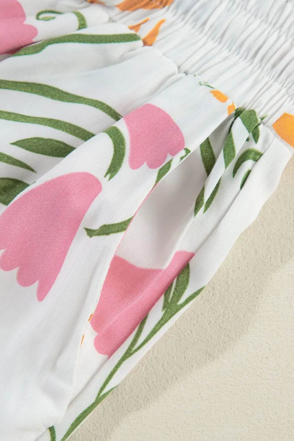 Relaxed Floral Vacation Set: Square Neck Top & Pants - MARIGOLD