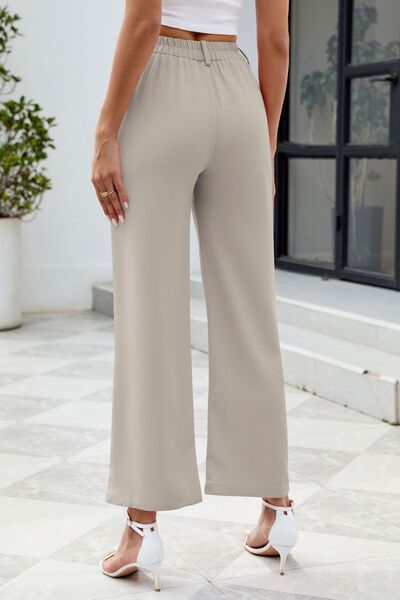 Pocketed High Waist Pants - MARIGOLD