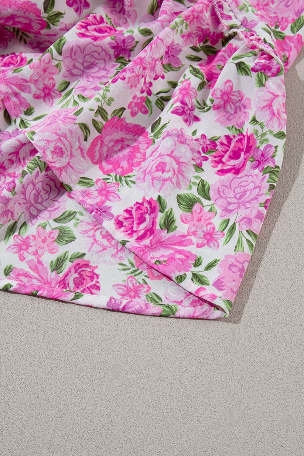 Pretty Pink Floral Print Plus Size Smocked Square-Neck Short-Sleeve Maxi Dress - MARIGOLD