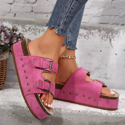 Buckle Platform Sandals - MARIGOLD