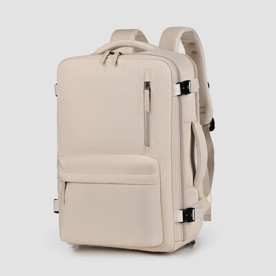 Multi-Handle Oxford Backpack with Pockets - MARIGOLD