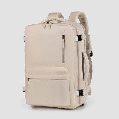 Multi-Handle Oxford Backpack with Pockets - MARIGOLD