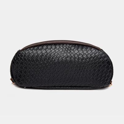 Chic Woven Design PU Leather Backpack with Multiple Handles - MARIGOLD