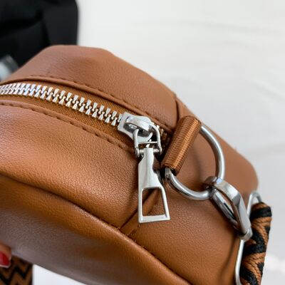 Diamond Stitch Crossbody Bag with Earphone Holder - MARIGOLD