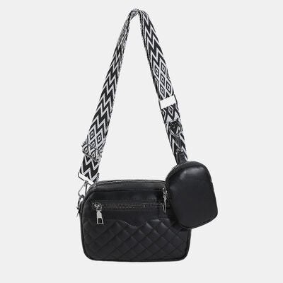 Diamond Stitch Crossbody Bag with Earphone Holder - MARIGOLD
