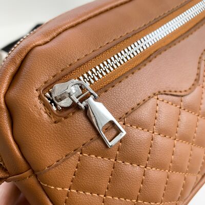 Diamond Stitch Crossbody Bag with Earphone Holder - MARIGOLD