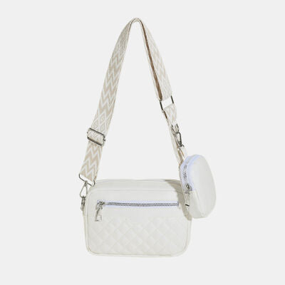Diamond Stitch Crossbody Bag with Earphone Holder - MARIGOLD