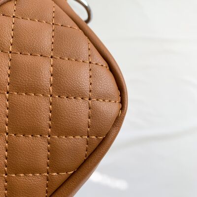 Diamond Stitch Crossbody Bag with Earphone Holder - MARIGOLD