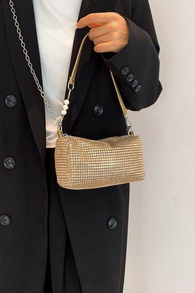 Openwork Crossbody Bag with Removable Strap - MARIGOLD