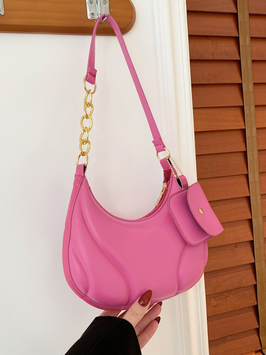PU Leather Shoulder Bag with EarPods Bag - MARIGOLD