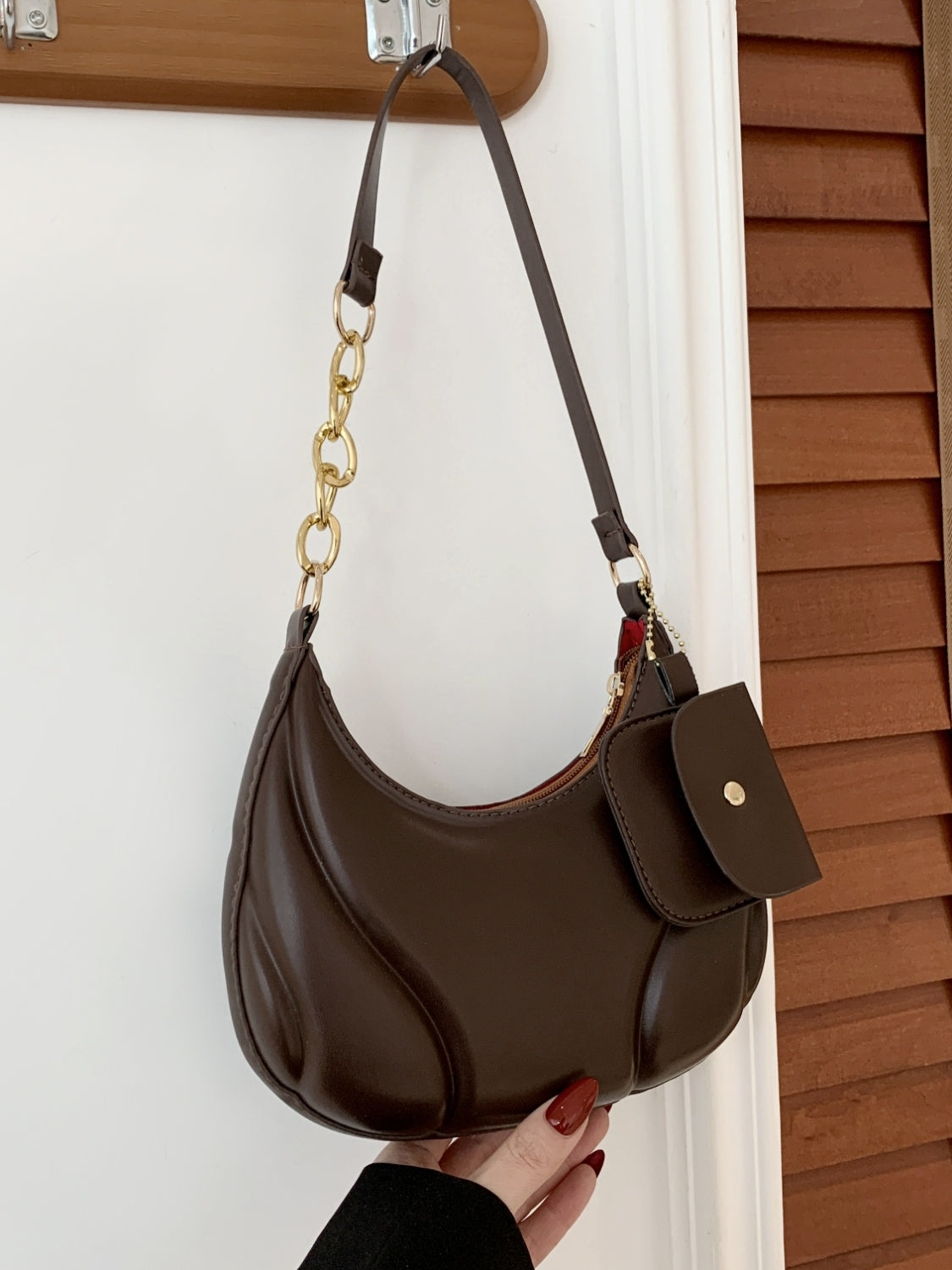 PU Leather Shoulder Bag with EarPods Bag - MARIGOLD